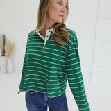 Bastian Collared Top - Green/White