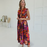 Vibrant Moire Midi Dress