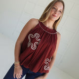Billows Applique Top - Burgundy