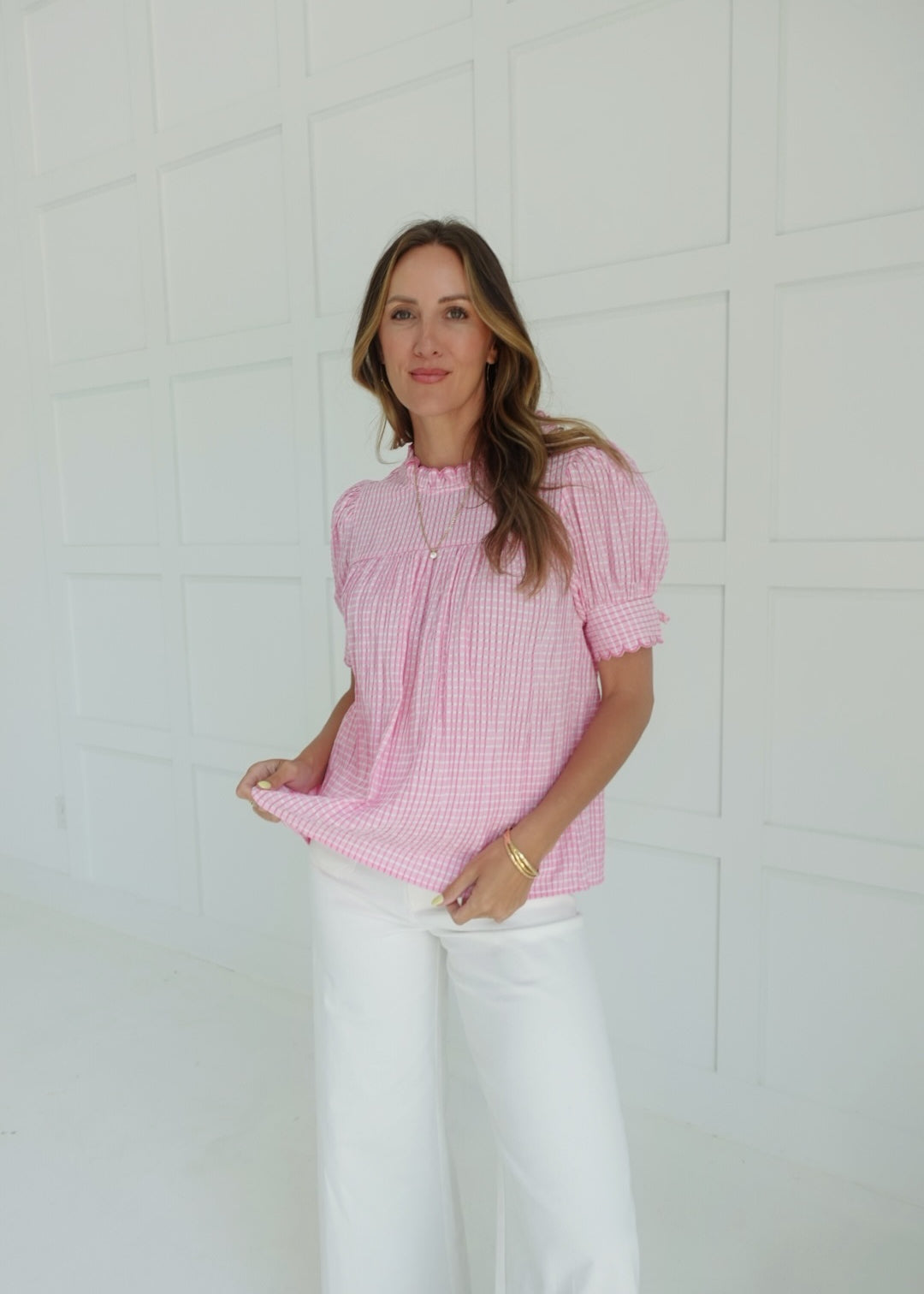 Gracie Gingham Top - Pink