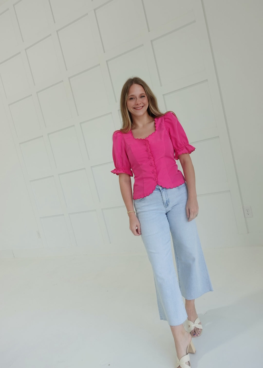 Harley Scalloped Blouse - Pink