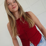 Influenced Knit Top - Crimson