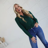 Harley Cable Knit Cardigan - Dk Green