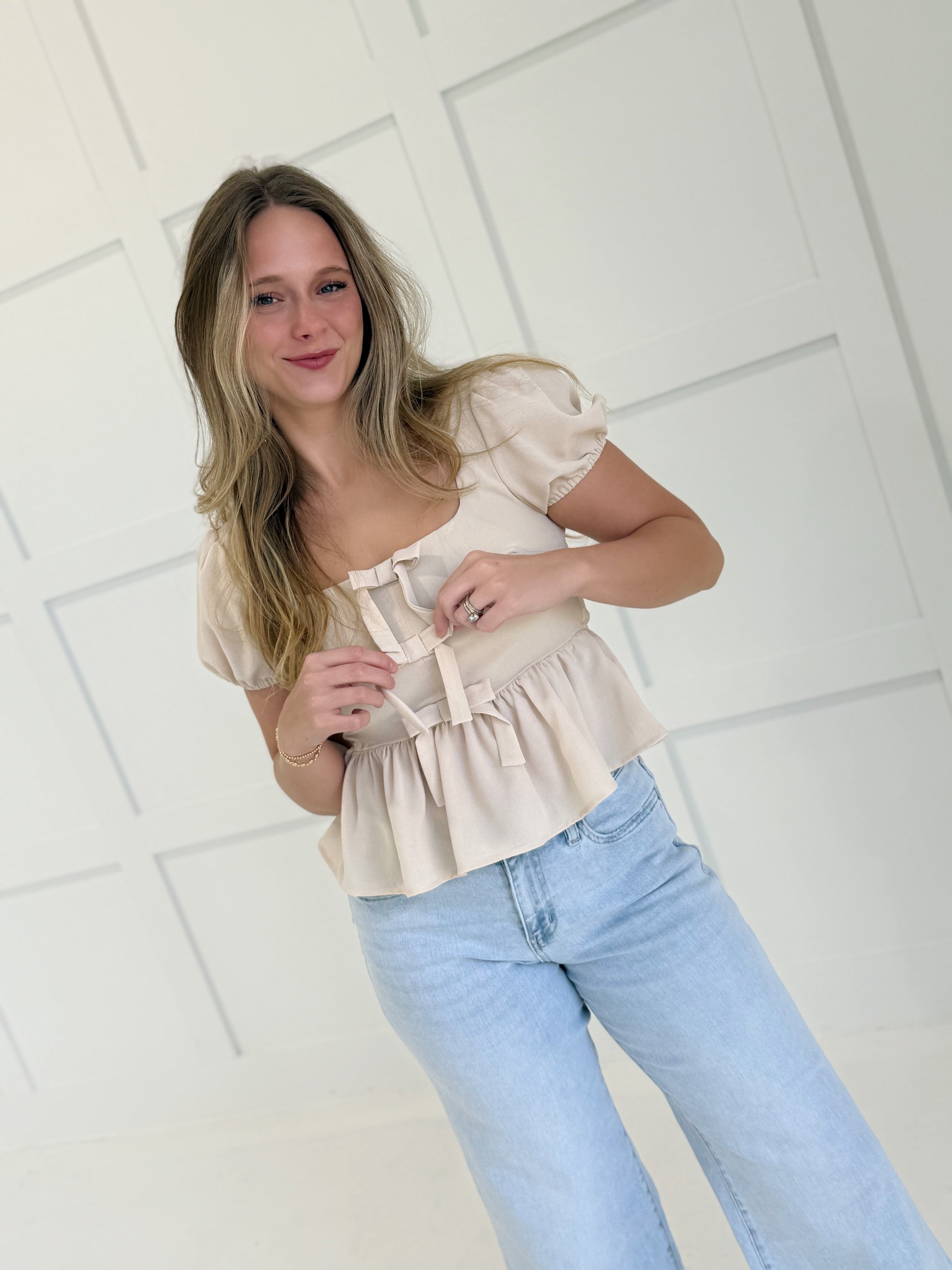 Millie Bow Blouse - Khaki