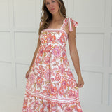 Francis Floral Midi Dress - Orange