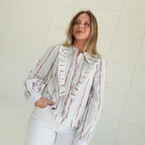 Lorraine Ruffled Top - Red Flower