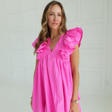 Minnie Bubble Hem Dress - Pink