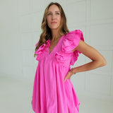 Minnie Bubble Hem Dress - Pink