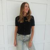 Marg Short Sleeve Cardigan - Black