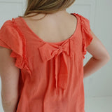 Back Bow Detail Top - Coral