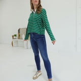 Bastian Collared Top - Green/White