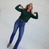 Harley Cable Knit Cardigan - Dk Green