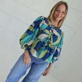 Ridge Peplum Top - Teal