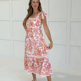 Francis Floral Midi Dress - Orange