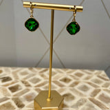 Cushion Cut Gemstone Earrings - Green
