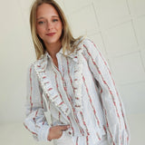 Lorraine Ruffled Top - Red Flower