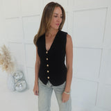 On My Books Vest Top - Black