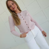 Harley Cable Knit Cardigan - Pink
