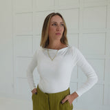 Boatneck Long Sleeve Tee - Off White