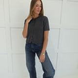 Marg Short Sleeve Cardigan - Dark Grey