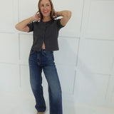 Marg Short Sleeve Cardigan - Dark Grey