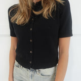 Marg Short Sleeve Cardigan - Black
