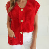Ambiance Sweater Vest Top - Ruby