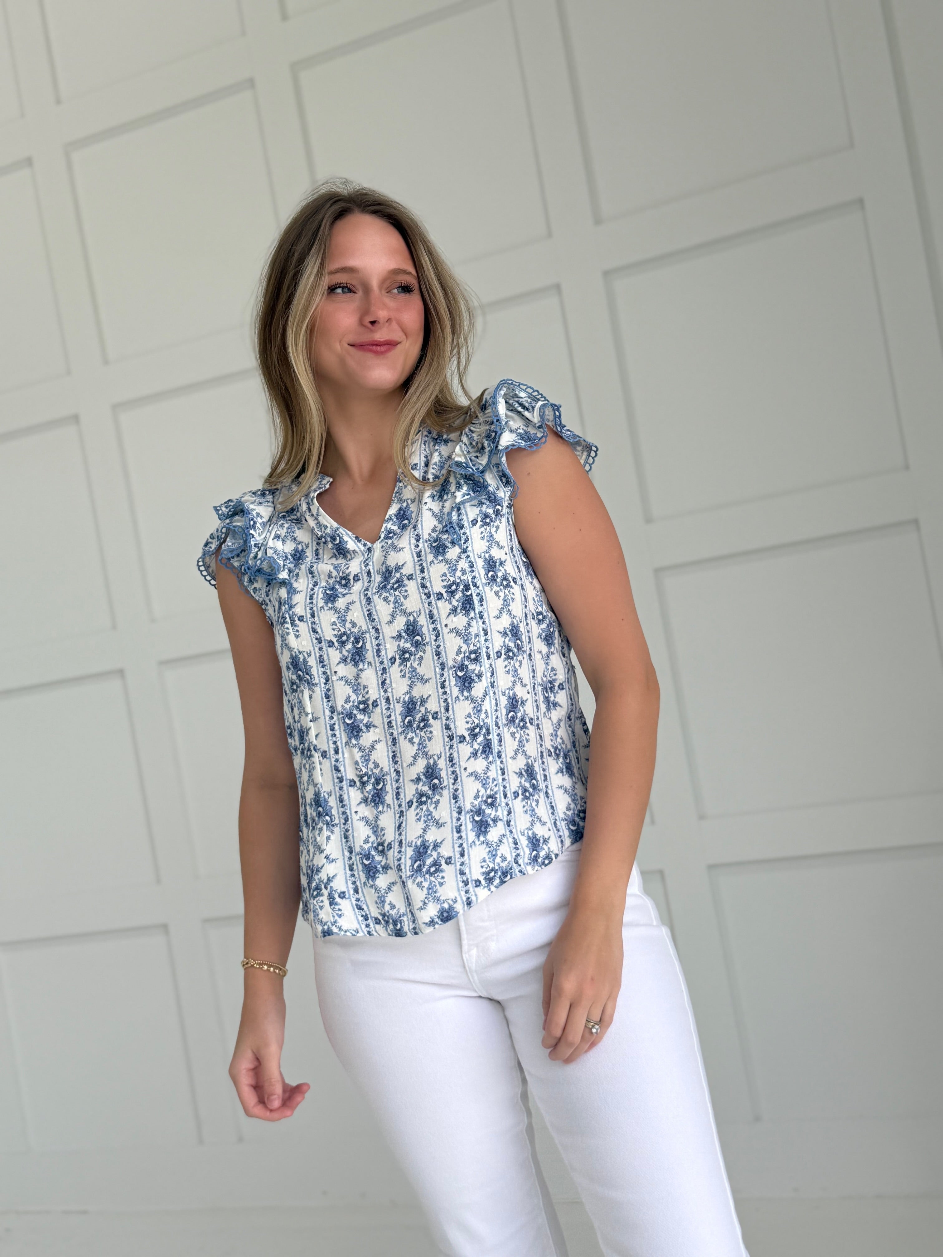 Maggie Floral Top - Blue