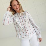 Lorraine Ruffled Top - Red Flower
