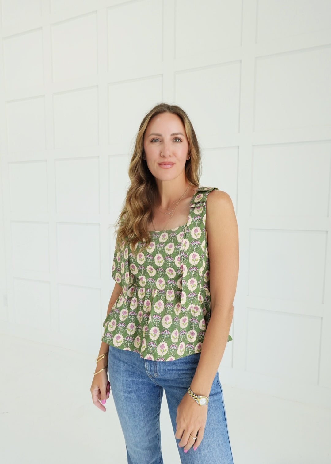 Pippa Peplum Top - Green