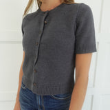 Marg Short Sleeve Cardigan - Dark Grey