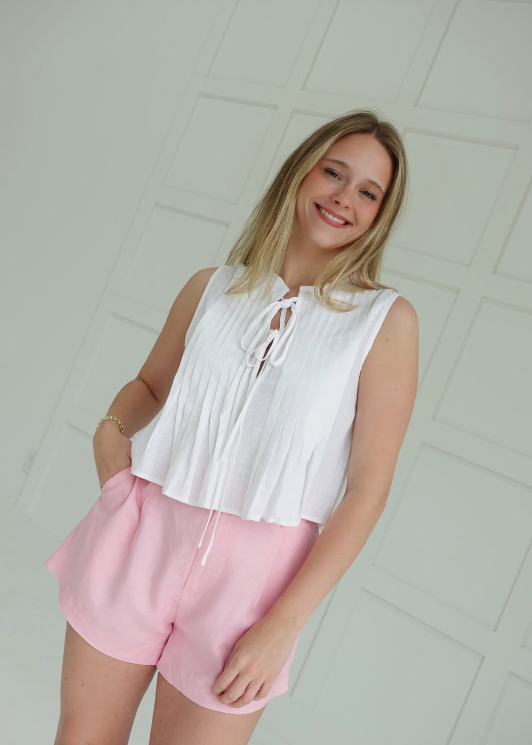 Maeve Linen Shorts - Pink