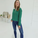 Bastian Collared Top - Green/White