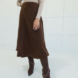 Autumn In Satin Midi Skirt