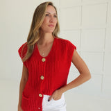 Ambiance Sweater Vest Top - Ruby
