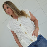 Ambiance Sweater Vest Top - Ivory