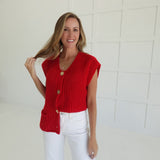 Ambiance Sweater Vest Top - Ruby