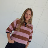 Come One, Come All Sweater - Camel/Pink