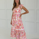 Francis Floral Midi Dress - Orange