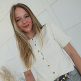 Marg Short Sleeve Cardigan - Ivory