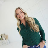 Harley Cable Knit Cardigan - Dk Green