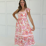 Francis Floral Midi Dress - Orange
