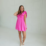 Minnie Bubble Hem Dress - Pink