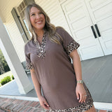 Cooper Leopard Trim Dress