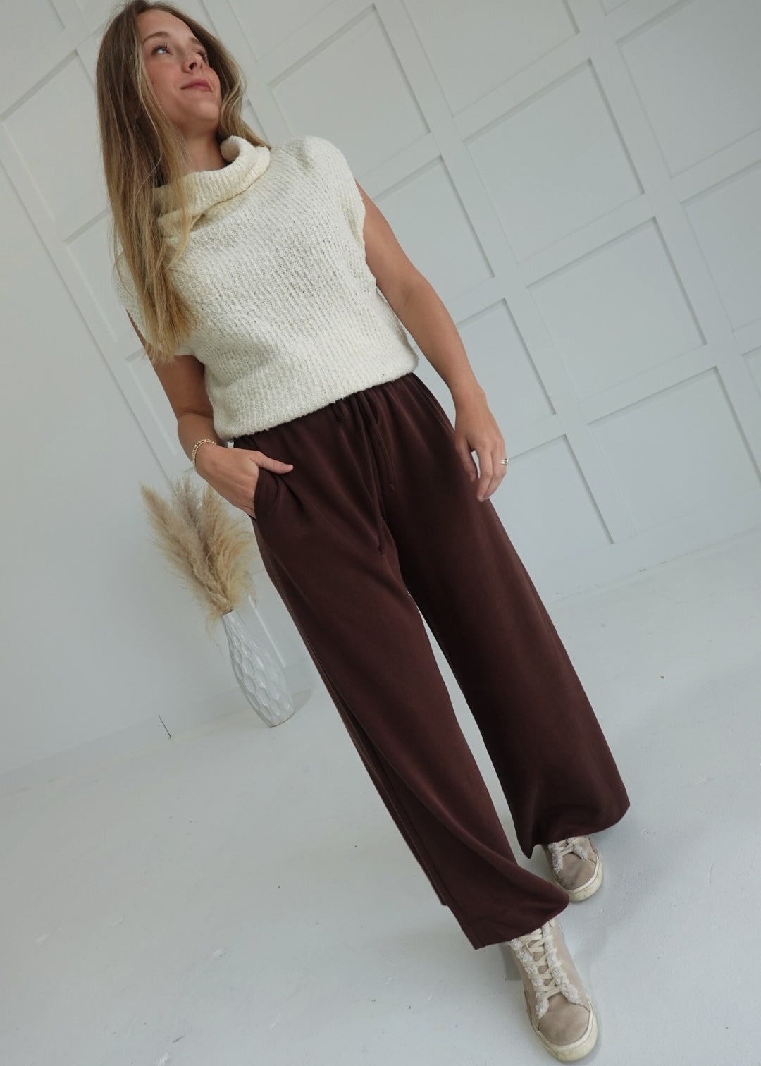 Zina Wide Leg Pants - Chocolate