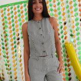 Bryant Houndstooth Waistcoat - Black