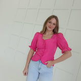Harley Scalloped Blouse - Pink