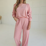Slub Knit Lounger Set - Tan Rose