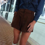 In The Air Suede Shorts - Brown