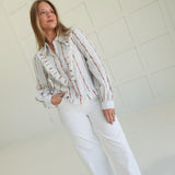Lorraine Ruffled Top - Red Flower